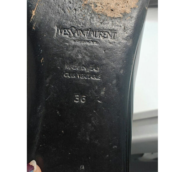 YSL Yves Saint laurent Black patent leather flat loafer sz 36 - Picture 7 of 8
